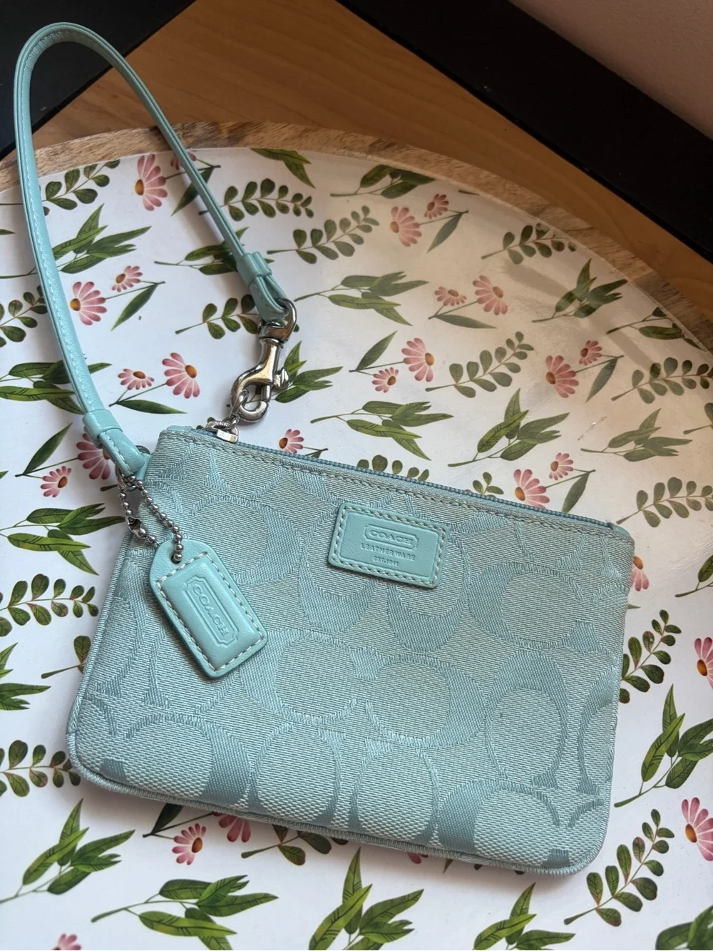Coach Powder Blue Signature Wristlet Clutch